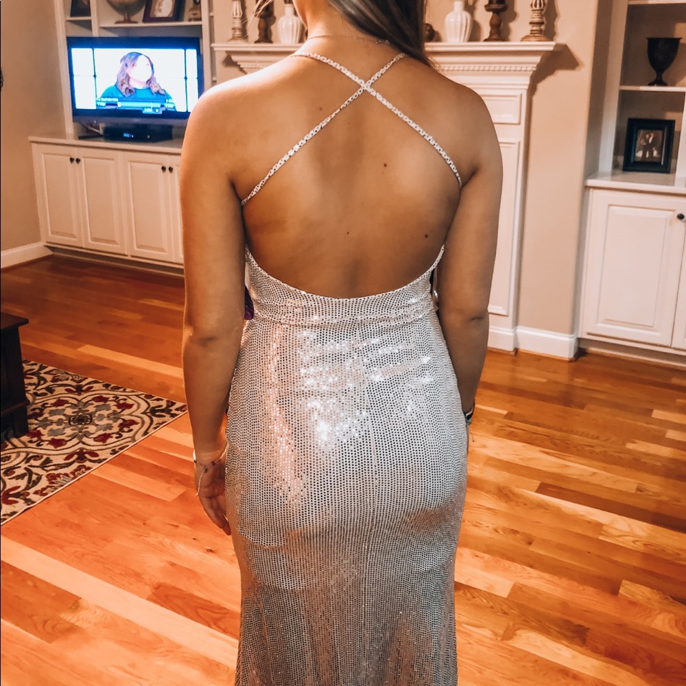 light pink sparkly prom dress